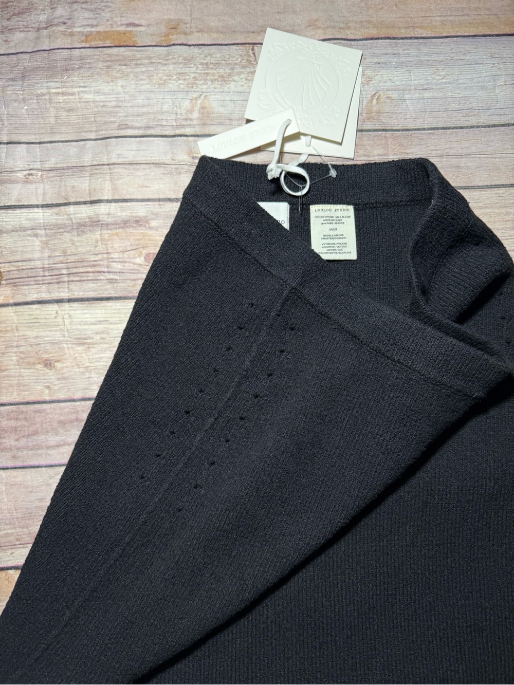 Loulou de Saison Aalis Cotton-Blend Rib-Knit Midi-Skirt size L NWT - Picture 6 of 14